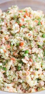This Olivier Salad Russian Potato Salad Recipe Is Such A Unique Recipe It S A Traditional Dish In Th Potatoe Salad Recipe Russian Potato Salad Olivier Salad