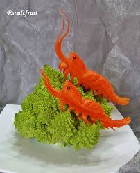 Prawns Carved With Carrots Food Carving Fruit Carving Carving