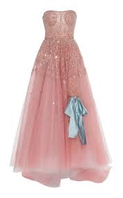 Reem Acra Geometric Embroidered Strapless Tea Length Dress In Pink Modesens Dresses Tea Length Dresses Bridal Couture