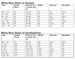 Database Mens Size Chart