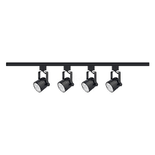 Led Mini Round Black Track Lighting Kit 4 Lights 4 Foot Track Complete Ready To Go System Warm White Led Led Track Lights Track Lights