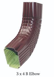 Custom metal work available, contact for details. Near 90degree Gutter Elbow 2x3 Grecian Green Aluminum Downspouts
