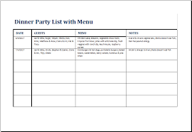 And today's printable gift is a party planning checklist. Dinner Party List With Menu Template For Excel Excel Templates