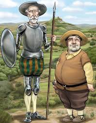 Don quixote and sancho panza riding on windmill background. Don Quijote And Sancho Panza Javier Monsalvett Don Quixote Man Of La Mancha Spanish Art