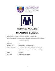 We will write a custom case study specifically for you for only $13.90/page! Case Study Ent 2020 Company Analysis Branded Blazer Technology Entreprenuership Ent600 Case Study Faculty Program Faculty Of Applied Science Course Hero