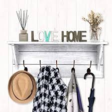 Diy simpler garderobenstander selbstgebauter kleiderstander garderobe diy garderobe stander garderobenständer online kaufen bei otto › aus holz & metall garderobenständer design. Rustikale Garderobe Wandmontage Wandgarderobe Mit 2 Diy Dekorationen Eingangsbereich Garderobenstander 61 Cm Mit 5 Bronzefarbenen Haken Holz Landhausstil Weiss Amazon De Kuche Haushalt Wohnen