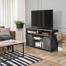 On sale tv stands, entertainment centers, media storage & media mounts all at discounted prices! Entertainment Center And Media Console Tv Cabinet With Storage Adjustable Shelves Industrial Design Vasagle Tv Stand For 55 Inches Tv With Sliding Barn Doors Rustic Brown Ultv46bx Accessories Supplies Audio Video