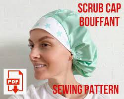 Scrub Hat Style3 Bouffant Sewing Patternscrub Cap Pattern Etsy In 2021 Scrub Hat Patterns Scrub Caps Pattern Hat Patterns To Sew