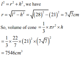 May 30, 2021 · the formula for the volume of a right circular cone is v = (𝛑r²h)/3. Find The Volume Of A Right Circular Cone With Height 21 Cm And Slant Height 28 Cm Sarthaks Econnect Largest Online Education Community