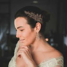 Pink fern wedding earrings