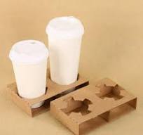 ODM/OEM Single Double Cup Degradable Paper Plastic Tray for Takeaway Coffee  Milk Tea Pulp; Dry Pressed Four Paper Cups Packaging