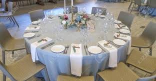 There are 510 wedding table set up for sale on etsy, and they cost $28.90 on average. Circle Silver And White Themed Wedding Reception Table Set Up Stock Photo Picture And Royalty Free Image Image 79029685