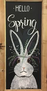 Sprechen Sie Uber Die Einfache Osterdekoration Zeichne Einen Hasen Und Lass Ostern Brunc Ostern Simple Easter Decor Easter Chalkboard Chalkboard Art