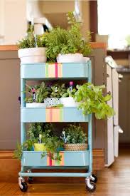 A Rolling Herb Garden Neon Plant Markers This Little Street Ikea Garden Ikea Raskog Cart Ikea Raskog