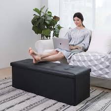 Charcoal gray foldable storage bench/footrest/coffee table ottoman. 15 Storage Ottoman Cube Footrest Stool Puppy Step Coffee Table Holds Up To 660lbs Faux Leather Black On Sale Overstock 32465430