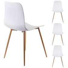 Viola Set Of 4 White Dining Chairs Mid Century Modern Style Armless Side Chairs Molded Easy Clea Dining Chairs Comfortable Dining Chairs Modern Dining Chairs