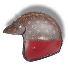 Louis Vuitton Helmet Open Face Helmet Motorcycle Pu Leather Retro Kask 3 4 Half Face Jet Vintage Dot