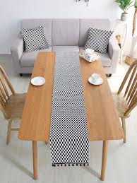 Suppromo Plaid Checkered Table Runners Black White Gingham Table Runner Cotton Linen Blend Table Runner For F Furniture Kitchen Dining Furniture Family Kitchen