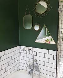 Gold Mirror Feature On Forest Green Bathroom Wall Green Bathroom Decor Green Bathroom Bathroom Wall Colors
