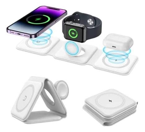 🔋 Cargador Inalámbrico 3 en 1 🔋 ¡Todo cargado en un solo lugar! 📱⌚🎧 ✔️  Carga celular, smartwatch y auriculares al mismo tiempo ✔️ Tecnología carga  inalámbrica rápida ✔️ Diseño plegable y