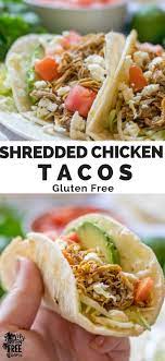 Easy Gluten Free Mexican Shredded Chicken Tacos Recipe Easy Shredded Chicken Shredded Chicken Tacos Chicken Tacos Easy