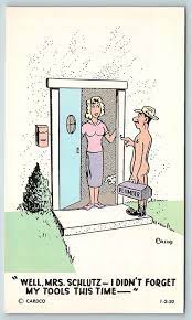 Postcard Nudist Comic Card Nude Plumber House Call Sunbather Magazine F04 |  Topics - Risque - Women - Other, Postcard / HipPostcard