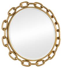 Medium round gold hooks modern mirror (31.5 in. Luxe Large Round Iron Chain Link Wall Mirror Vanity 40 Gold Industrial Beach Style Bathroom Mirrors By My Swanky Home Houzz