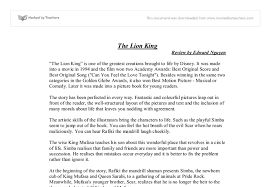Book Review Of Lion King Gcse English Marked By Teachers Com