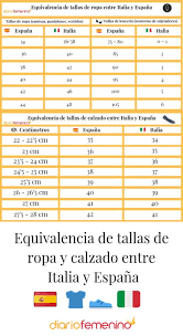 Equivalencia De Tallas De Ropa Y Calzado Entre Italia Y Espana Equivalencias Calzas Y Espana