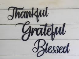 Thankful Grateful Blessed Set Of 3 Metal Signs Word Art Sign Blessed Sign Grateful Signs