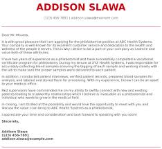 Phlebotomy Cover Letter Examples Samples Templates Resume Com