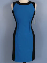 New Calvin Klein Sleeveless Stretch Color Block Sheath Dress Blue Black 6 Ebay Fashion Dresses Sleeveless Sheath Dress