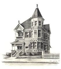 Architecture Black And White Building Drawing Victorian House Drawing House Drawing Architecture Drawing House Sketch