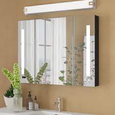 Medicine cabinet with light bathroom led mirror cabinet large selection of led cabinets and mirror ? Orren Ellis Donnelly Framed Medicine Cabinet With 9 Adjustable Shelves And Lighting Reviews Wayfair