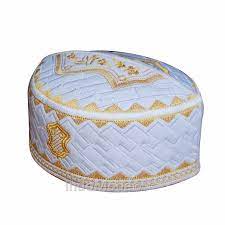 Exclusive Textured White Gold Embroidered Design Sandal Kufi Etsy In 2021 Embroidered Sandal Crown Cap Handmade Native American Jewelry
