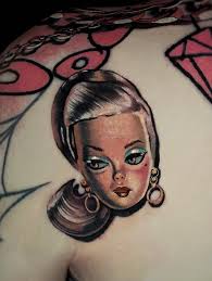 Top of the shoulder pink charm chain for my husband @patrick_albrighton 😍  from my flash. Threw in a vintage Barbie head attachment for the back of  the shoulder. LOVE IT! 🩷 done @oneblocklv