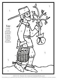 Johnny Appleseed John Chapman Color By Number Johnny Appleseed Activities Johnny Appleseed Craft Johnny Appleseed