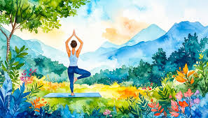 Restorative yoga pose in nature