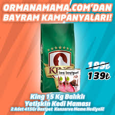 King Balikli Kedi Mamasi 15 Kg 2 Adet Bestpet Konserve Hediye
