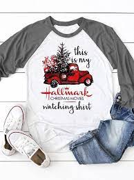 5 out of 5 stars. Christmas Letter Print Round Neck Three Quarter Sleeve T Shirt In 2021 Christmas Movie Shirts Hallmark Christmas Movies Christmas Tshirts