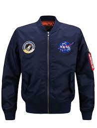 Men S Hip Hop Jacket Air Sky Flight Patch Embroidery Slim Fit Bomber Jackets Style 3 Navy Blue Cf17yoroo70 Nasa Jacket Nasa Bomber Jacket Bomber Jacket Fashion