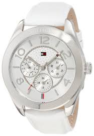 Tommy Hilfiger Women S 1781202 Sport Multifunction Stainless Steel Case And White Leather Watch Price Leather Watch Watches Women Fashion Stainless Steel Case