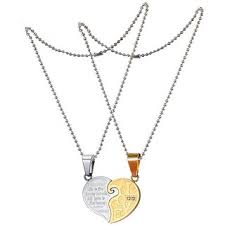 4.8 out of 5 stars. Buy Men Style Love Couples Gift Heart Pendant Necklace Set For Valentine S Day Gift 2 Pieces Black Silver With 2 Chain Silver And Gold Stainless Steel Necklace Online Get 73 Off