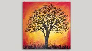 Remember that this is a great starter or practice project. Sunset Tree Silhouette Painting Easy Landscape Painting Acrylic Painting Demo Youtube