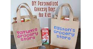 Tutorial Personalized Grocery Bags For A Child S Pretend Play Diy Tote Bag Tote Bag Pattern Tutorial Shopping Bags Diy