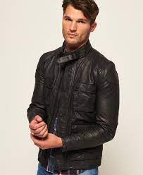 Superdry Rotor Leather 4 Pocket Jacket Leather Jacket Men Leather Jacket Pocket Jacket