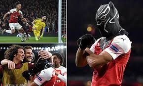 For entertainment only #aubameyang #arsenal music: Pierre Emerick Aubameyang Dons Black Panther Mask After Rennes Goal And Does Wakanda Forever Gesture Daily Mail Online