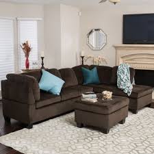 Welsh Contemporary Tufted Chocolate Brown Fabric Sectional Sofa Set Brown Living Room Decor Brown Sectional Living Room Brown Furniture Living Room