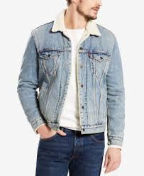 Levi S Sherpa Denim Trucker Jacket In Light Blue Modesens Mens Sherpa Trucker Jacket Trucker Jacket Men