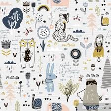 Wallpaper for kids' bedroom come in various kinds of designs. Seamless Childish Pattern With Fairy Flowers Bear Bunny Leopard Hedgehog Creative Kids City Texture For Fabric Wrapping Textile Wallpaper Apparel Vector Illustration Sheer Window Curtain Pixers We Live To Change